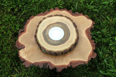 stropní svítidlo z masivu ze dřeva ořech led panel malý